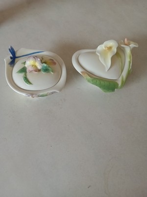 Graff Porzellan Schmuckstück / oder Butter / Zuckerdose x 2 Lilly + Libelle