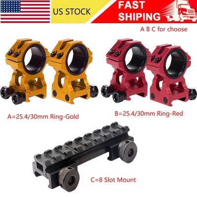 High Profile 25.4mm/30mm Scope Picatinny Mount/Low Profile 8 Slot Riser Mount US