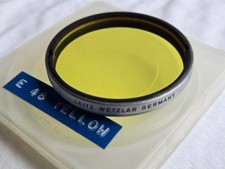 Original Leica 48mm Yellow 1 Black 1 Filter E48 Chrome in Excellent Condition