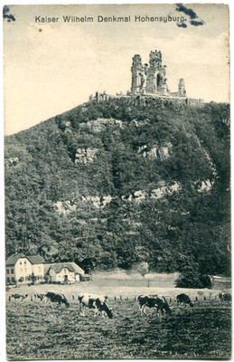 Postcard Hohensyburg/Dortmund/Hagen Kaiser Wilhelm monument cows/pasture 1914