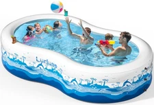 Inflatable Pool for Kids and Adults, 130” x 72” x22” Large Swimming Pool with...