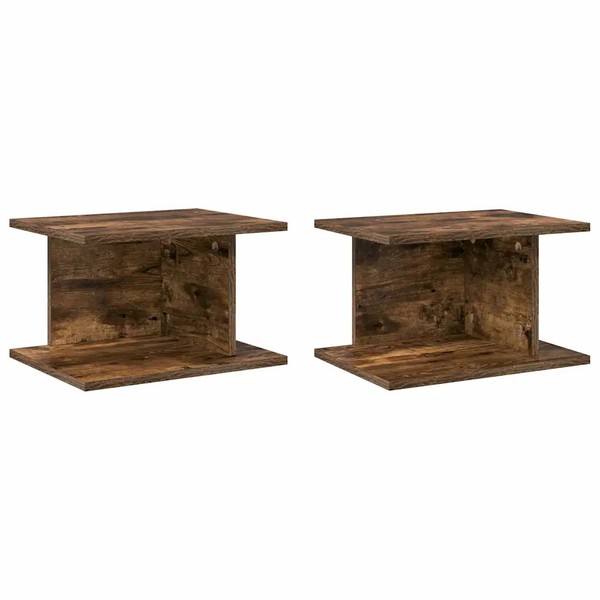 Nachttisch Set 2 StüCk GeräUcherte Eiche 40X30X25 Cm Massivholz Beistelltisch-image