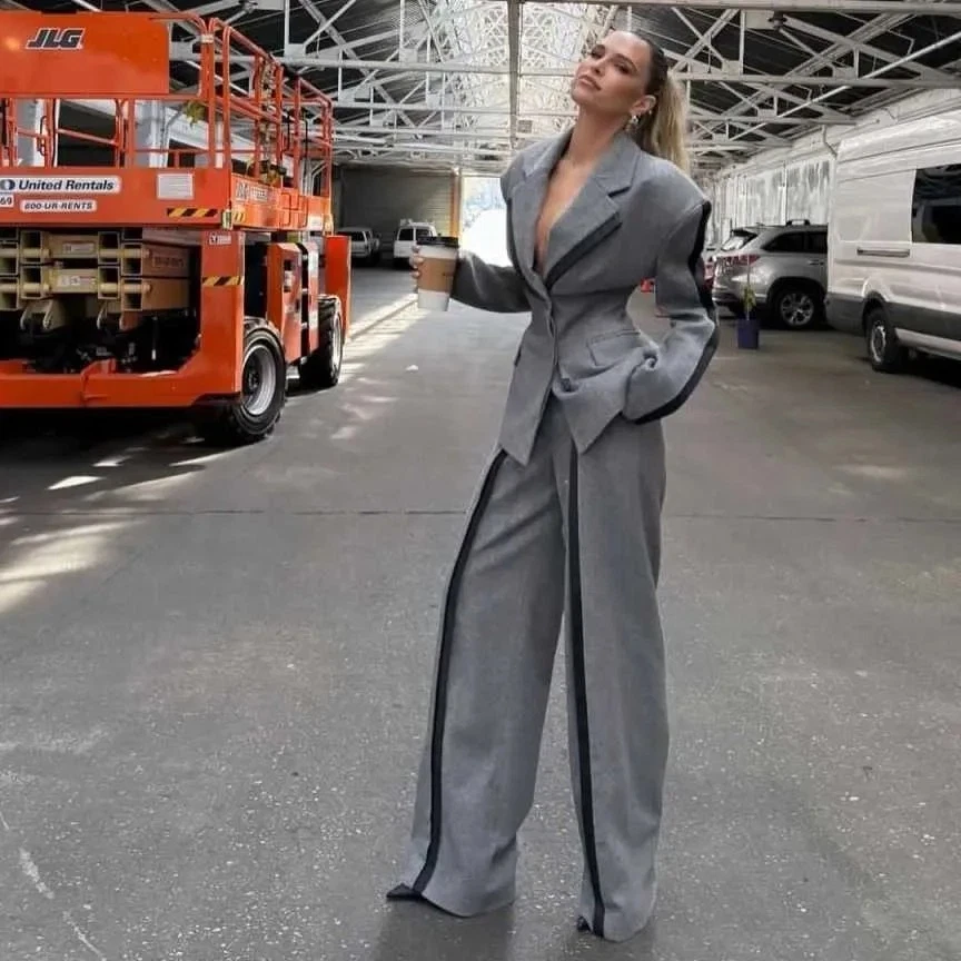 Gray Women's Suits Wedding Party Prom Formal Business Office Wear Coats Pants - Image 2 of 4