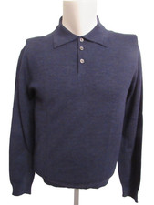 MARCONI Navy 100 Italian Extrafine merino Wool Polo sweater S NWOT