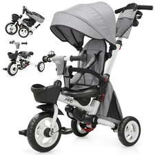 JMMD 8-in-1 Foldable Toddler Tricycle for 18M-5Y, Portable Trike Medium, Gray