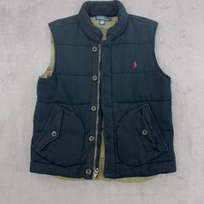 Polo Ralph Lauren Mens Black Button/Zip Front Puffer Vest Size L