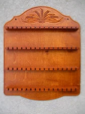 Carved Wheat Souvenir Spoon Rack 64 Slot Farm Harvest Kitchen Wall Display Rest