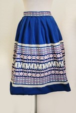 Vintage Boho Ethnic GUATEMALAN Hand Loomed Cotton SKIRT Blue Stylized Animals