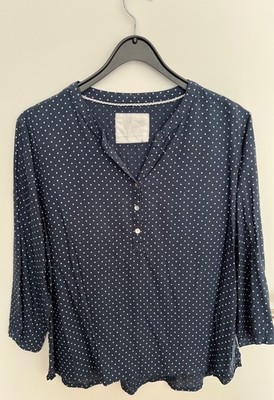 Damenbluse von SURE Grösse 44 Dunkelblau mit weißen Punkten