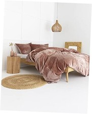 3 Pcs Ultra Luxury Rayon Velvet Bedding Boho Solid Duvet Queen 90"x90" 01:rose