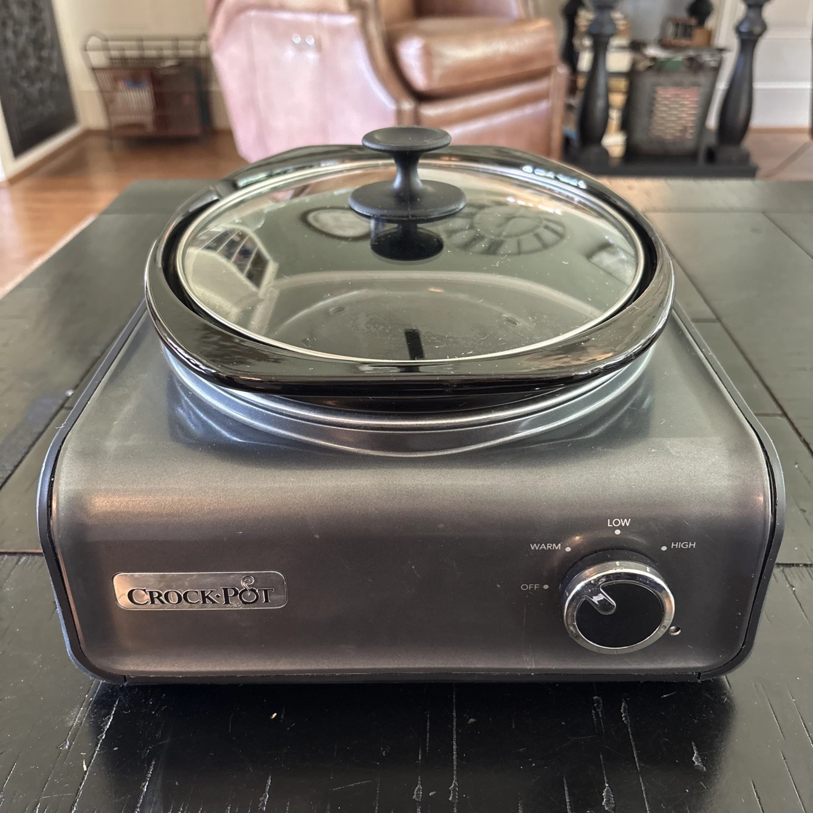 Crock Pot Hook Up 3.5 Qt Oval Slow Cooker SCCPMD3-CH Black Gray Works Perfect!