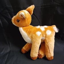 Vintage Baby Deer Light Brown White Spots Hard Eyes Soft Plush Toy 8"