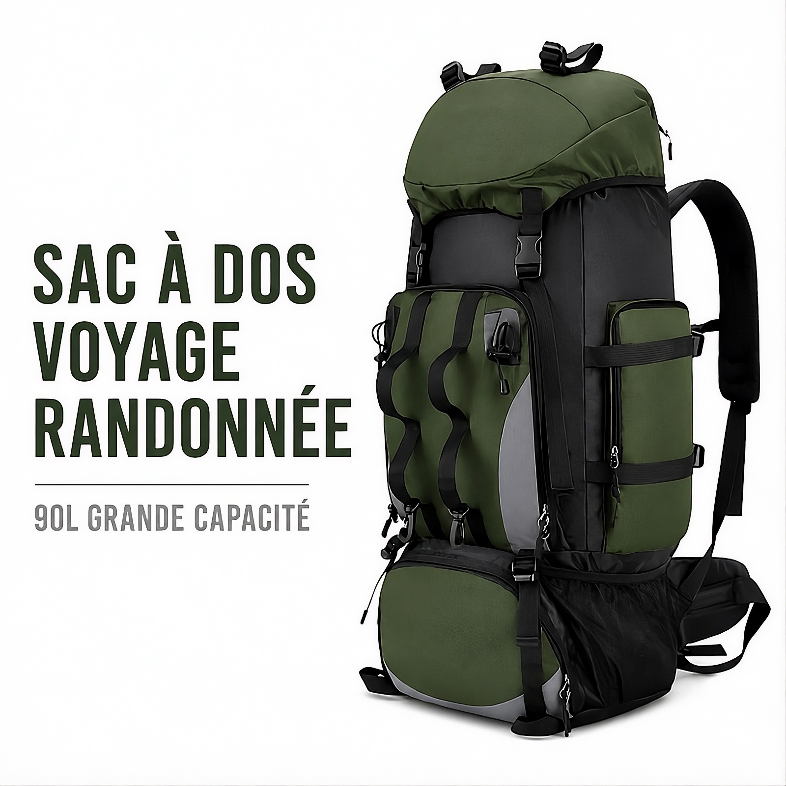 Sac à dos randonnée 90L grand voyage et camping sauvage en haute montagne