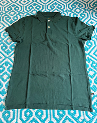 Lee Uniforms Men s Green Solid Polo Shirt Short Sleeve Collared XL