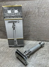 Minotaur Double Edge Safety Razor Solid Brass with Chrome Plated Handle - NEW!