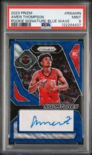 2023-24 Panini Prizm Amen Thompson Rookie Signatures Auto Blue Wave PSA 9 Free S
