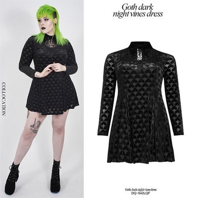 Punk Rave Goth Dark Dresses Lace Bustier Drawstring Decoration Plus Size Dress