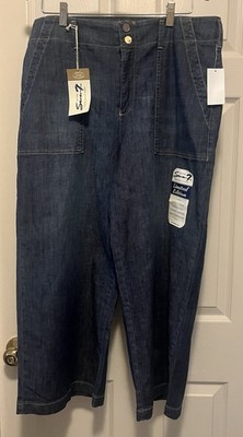 Seven 7 Premium Denim Crop Wide Leg Pants NWT 12 Patch Pockets Limited Edition