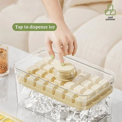 Ice Cube Tray 48 Grid Ice Cube Maker with Lid and Bin for Freezer, Ice Cube Mold