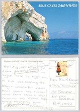 x04210  Blue Caves Zakynthos Greece  postcard 1998 stamp