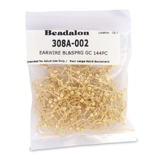 144 PCS Ball, Spring Ear Wire Hooks, Nickel Free, Gold Plate, Jewelry Making