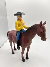 Vintage Cowboy Rider Figure w/ Horse Toy Set Western Playset Lot Made in China 