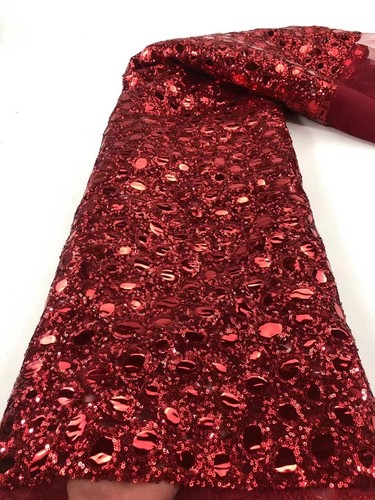 Bling Mirror Sequins Mesh Fabric African Lace Tulle Net Material for Dress 5yard - Picture 8 of 8
