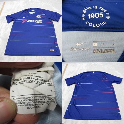 Nike Chelsea FC Soccer Jersey Mens Large Blue Authentic 2018 Home Yoko Dri-FIT *