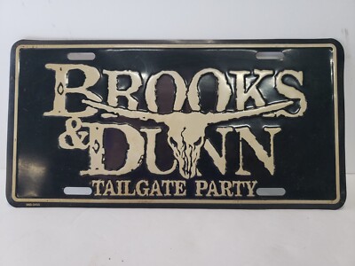 Brooks & Dunn Tailgate Party License Plate Auto Tag Longhorn Country Western VTG