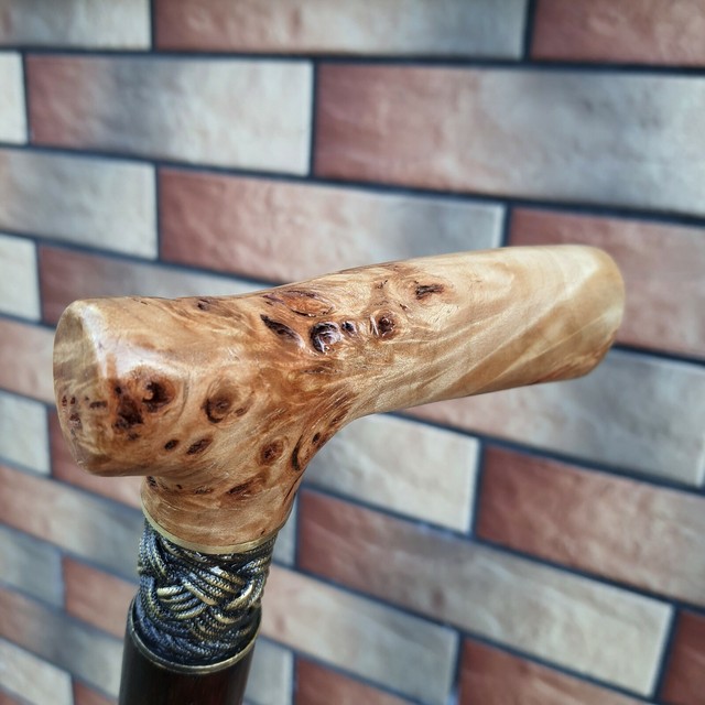 Walking Cane Walking Stick Handmade Wood Burl Bronze Parts B17 eBay