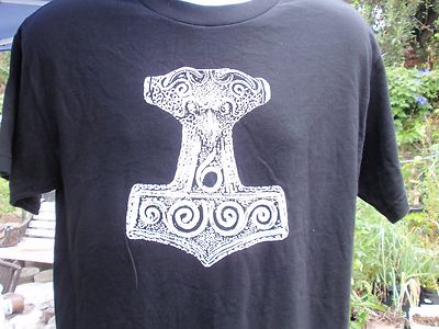 T-shirt Maintien Mains "Thor's Hammer Raven Head" - Design Viking Asatru - Taille M - Blanc - Neuf Sans étiquettes
