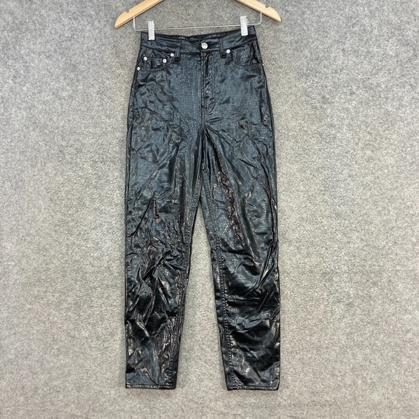 H&M Womens Pants Size 6 Black Polyurethane Straight High Rise Ankle 31318
