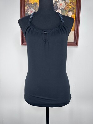 The Limited Halter Neck Tank Top Women's Small Keyhole Black Backless NWT