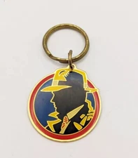 NOS Vintage 1990 Disney Dick Tracy Shadow Movie Metal Enamel Keychain GT Gen Z