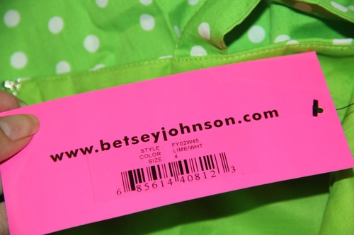 Betsey Johnson NWT Lime Green White Multi-Color Polka Dot Peplum Dress 4 - Picture 4 of 6