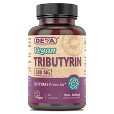Deva Vegan Tributyrin Butyrate Precursor 500mg Gut Barrier Support 90 Capsules