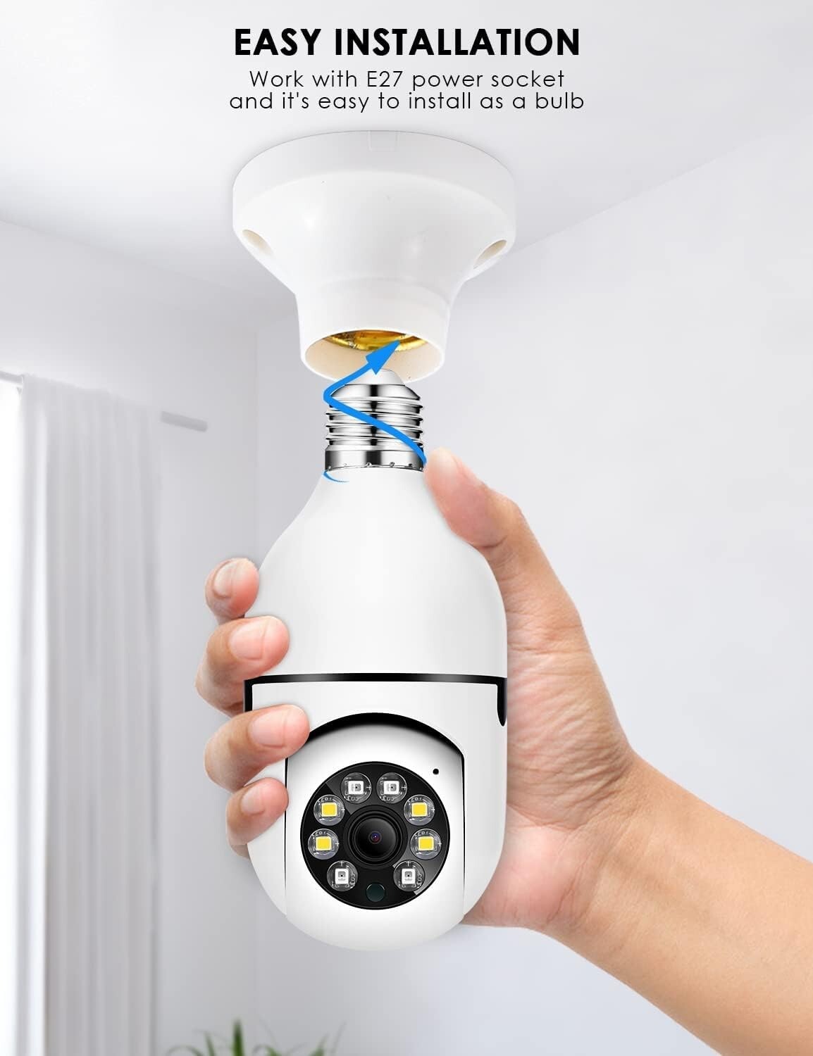 360° Wireless WiFi IP Camera Light Bulb Security Home Cam WaterproofAU