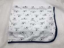 Little Me Baby Boy Swaddle Receiving Blanket Puppy Dog Blue White Ball Paw Print