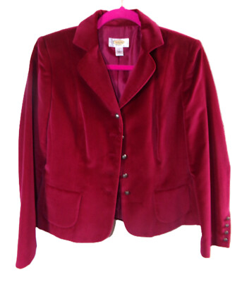 NWOT TALBOTS PETITES SZ.2P, RASPBERRY COTTON-SILK VELVET JACKET