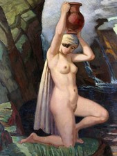 Water Carrier L. Hofmann woman nude Tile Mural Kitchen Backsplash Marble Ceramic