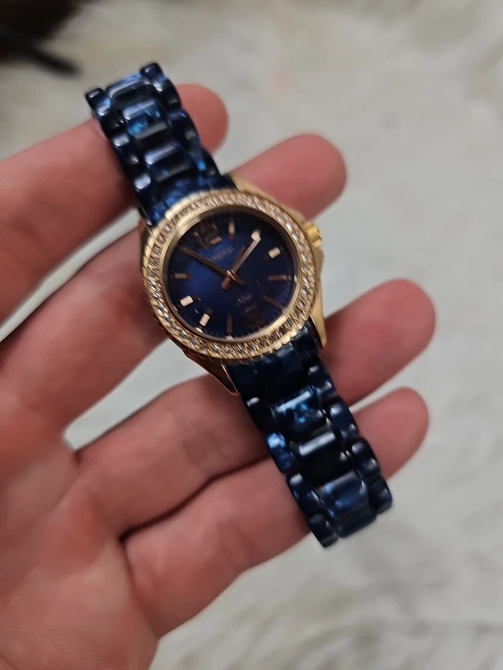 Reloj Armitron Vintage Para Mujer Correa Eslabón Azul Ajustable - Cara Azul - Foto 2 de 4