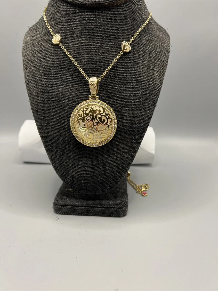 LAUREN G. ADAMS 18K GP CZ ENAMEL HIDDEN HEART STATION NECKLACE