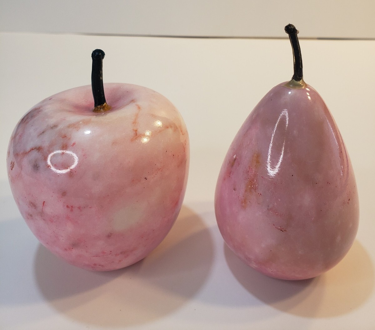 Pink Apple and Pear Marble Stone Fruit Plastic Stem | eBay