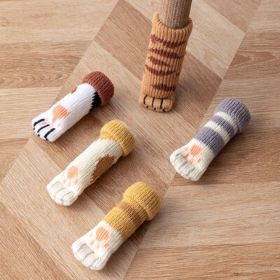 4/8/16 PCS Cat Paw Table Chair Foot Leg Knit Cover Floor Protector