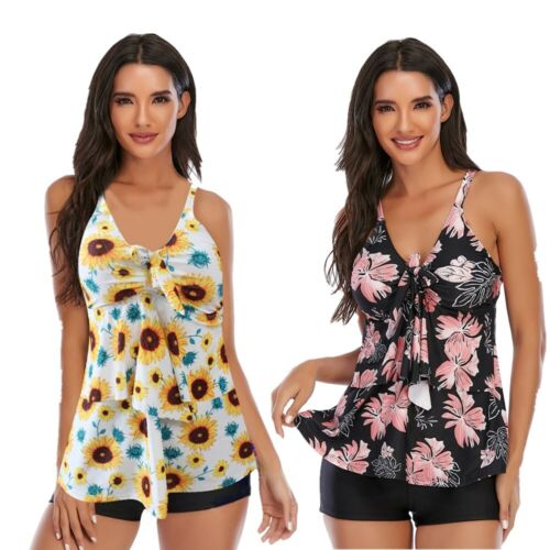 Damen Übergröße 2-teilig Badeanzüge Volant Badeanzüge Tankini Mädchen Bademode - Bild 5 von 21
