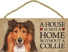 A House Is Not A Home COLLIE Dog 5x10 Wood SIGN Plaque USA Made