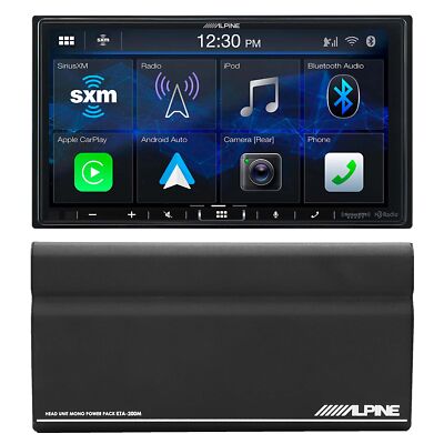 Alpine iLX-407 7'' DIN Receiver + KTA-200M PowerStack Mono Subwoofer Amplifier