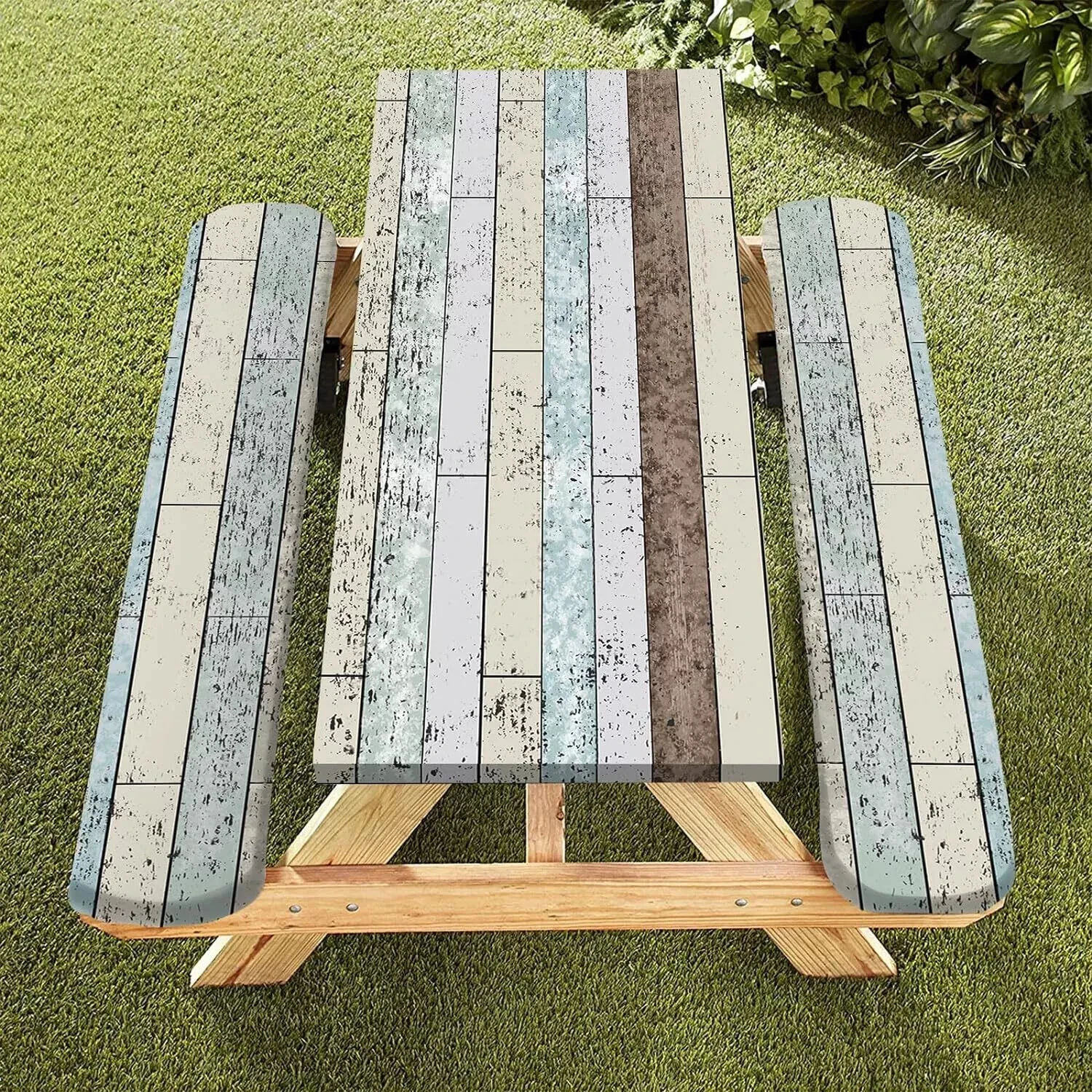 3 Piece Picnic Table Covers with Elastic Fitted Picnic Table Cover with Bench - Picture 1 of 7