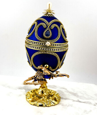 Russian Style eggs Vintage Faberge Egg set Pure Gold Sapphire
