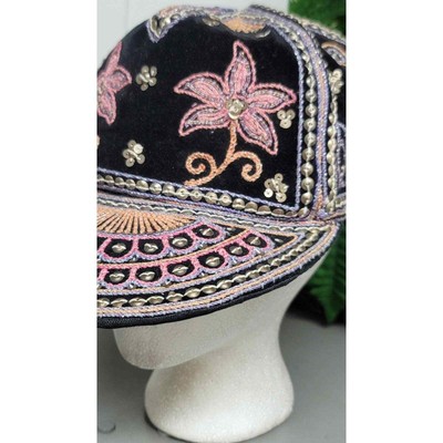 Vtg Burmese Custom Velour Embroidered Hearts Flowers Hat Vtg Burmese Custom Velour Embroidered Hearts Flowers Hat | eBay main image 4